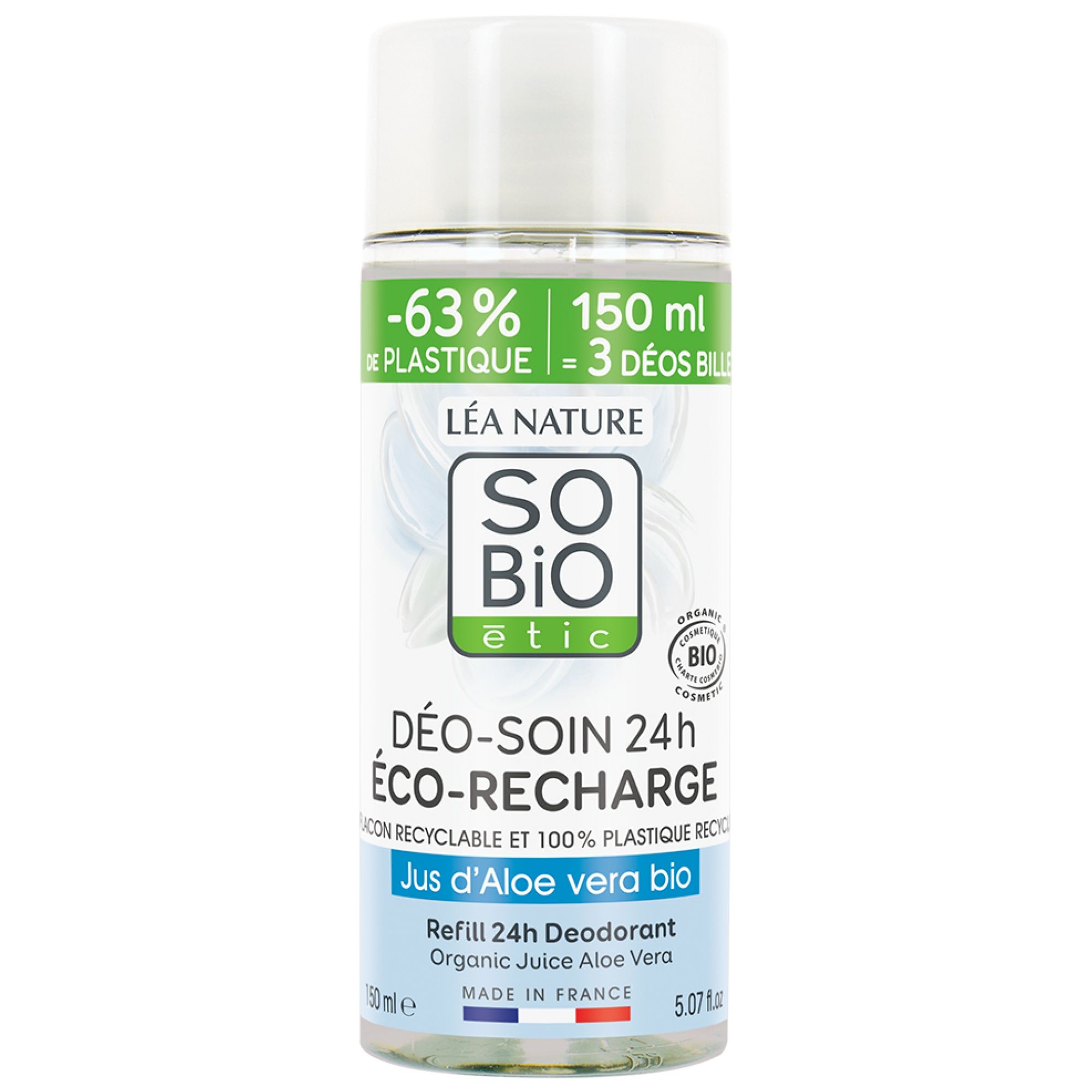 Léa Nature SO BIO étic Deo-Pflege 24H Aloe Vera Öko-Nachfüllung Bio 12,5x4,5x4,5 cm