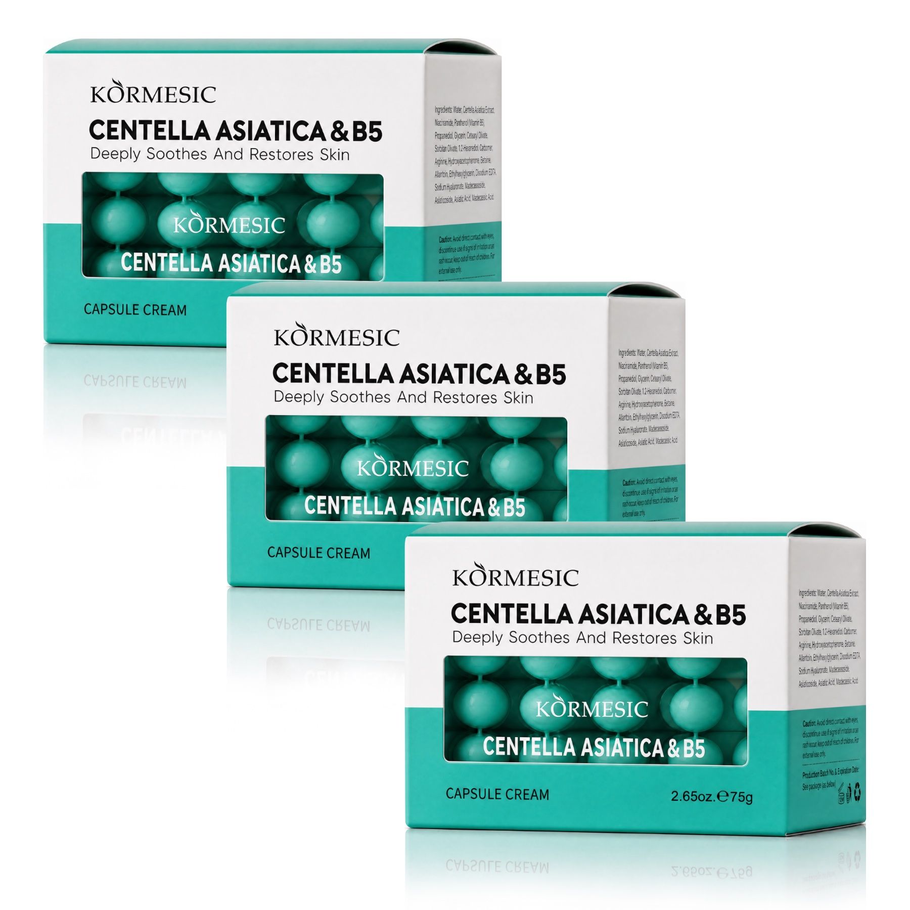 Crema viso KORMESIC in capsule con Centella Asiatica e Vitamina B5 – Azione lenitiva