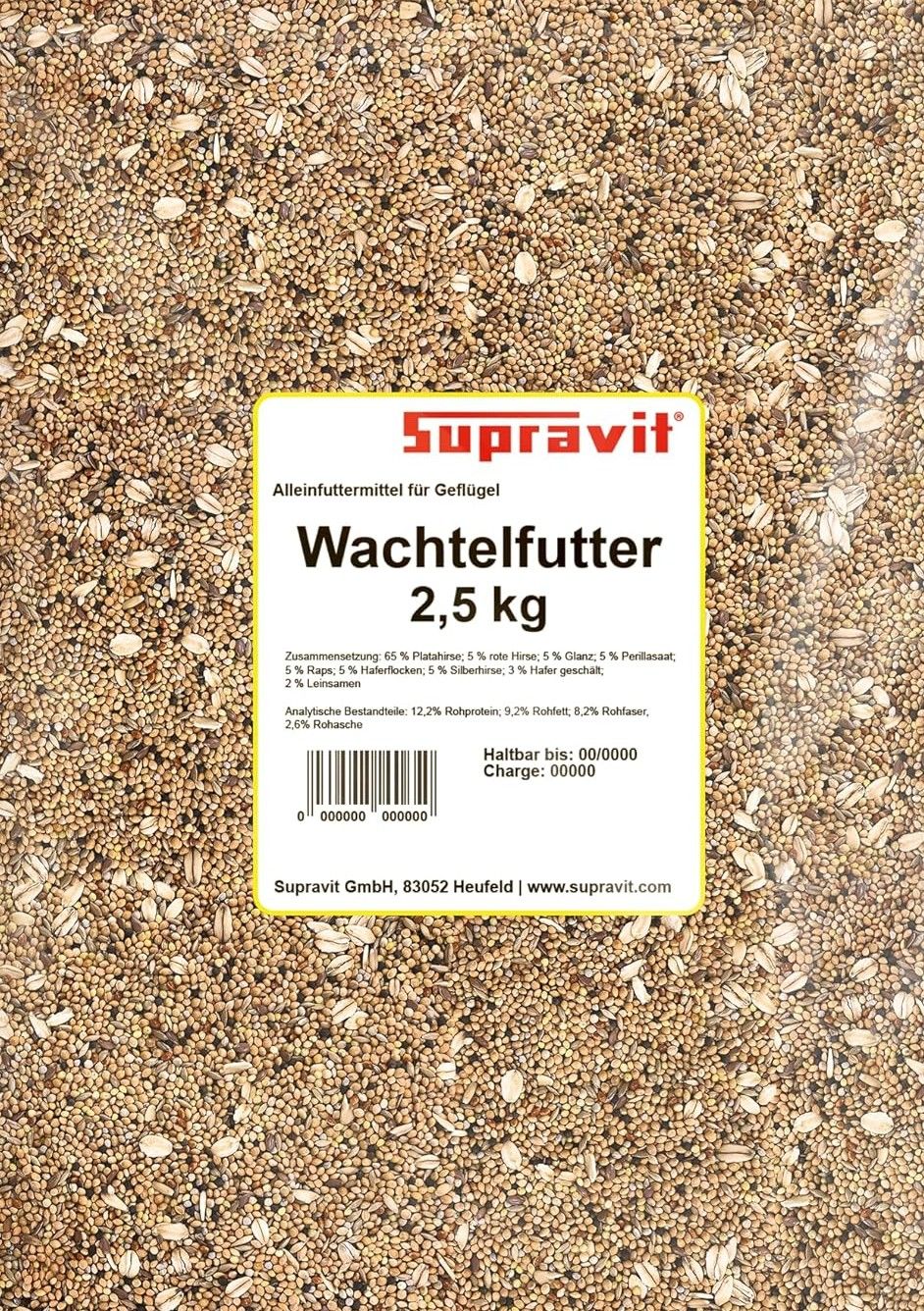 Supravit Wachtelfutter | Vollwertige Körnermischung für Wachteln und Hühner als Alleinfutter 2,5 kg