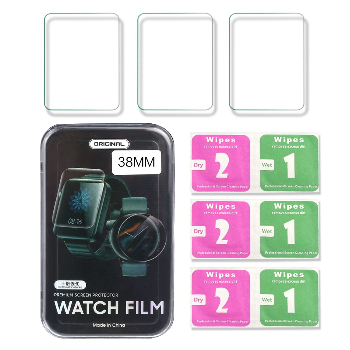 Platyne 3er-Set Schutzfolien für Apple Watch 38 mm