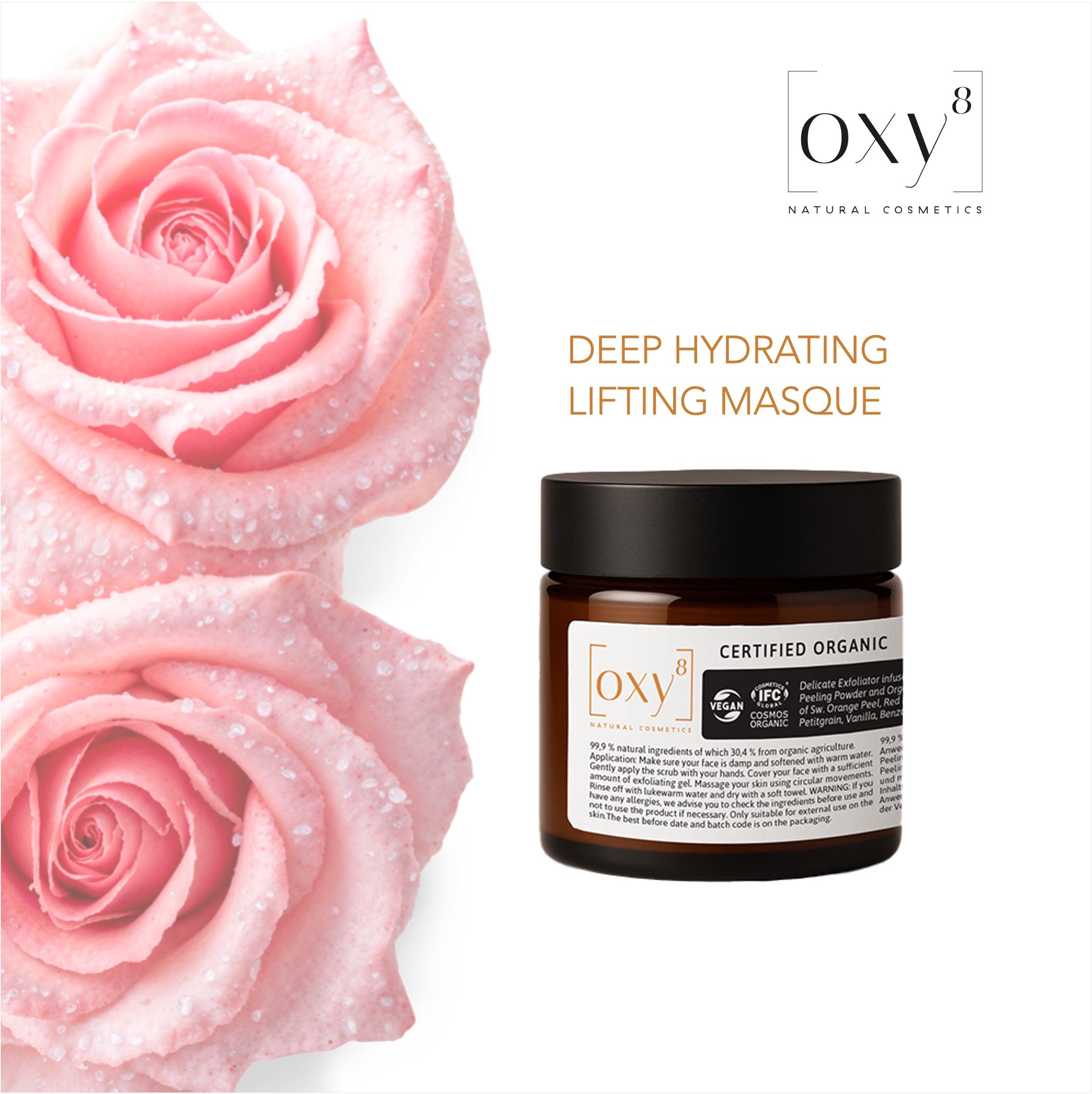 oxy8 Naturkosmetik - DEEP HYDRATING LIFTING MASKE - Feuchtigkeitsmaske für glatte Haut