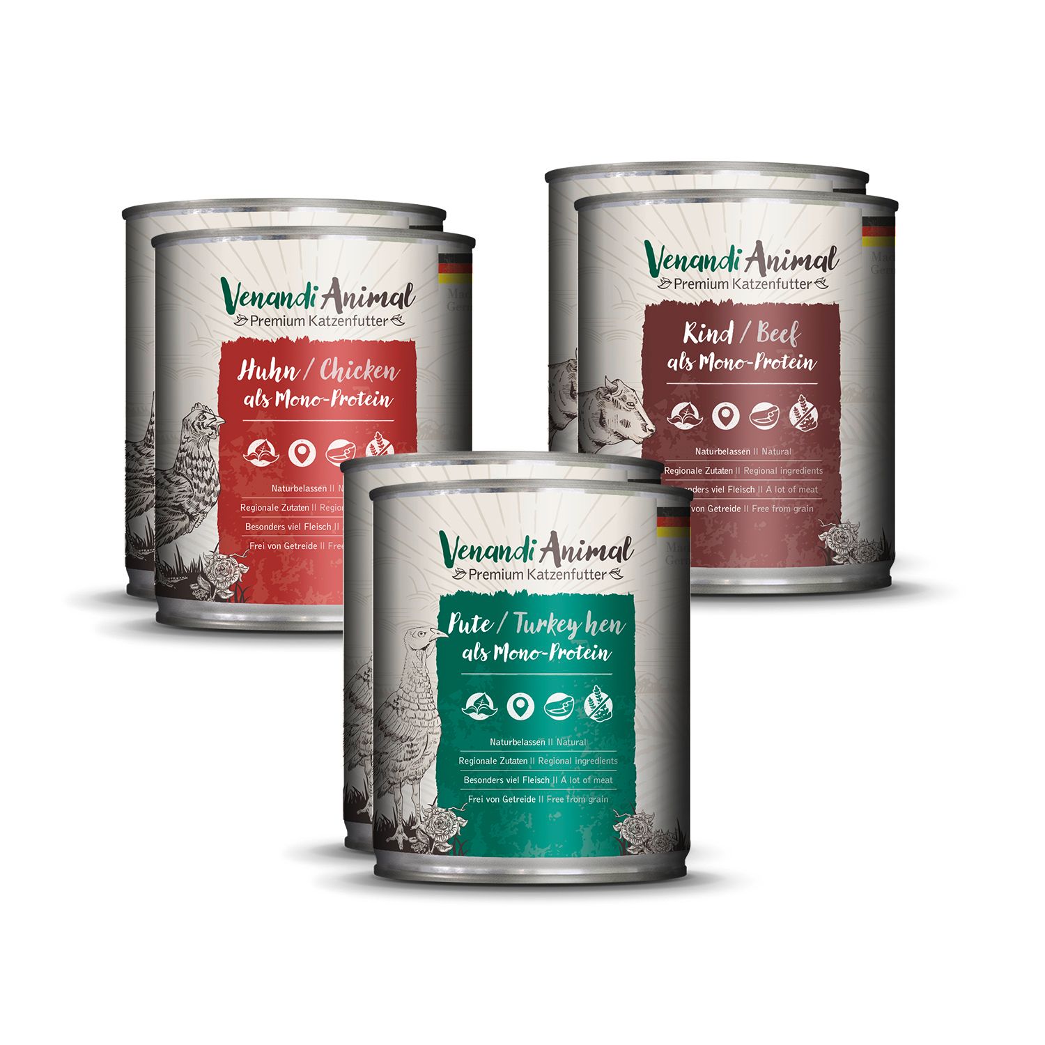 Venandi Animal - Probierpaket - Huhn, Ente, Rind