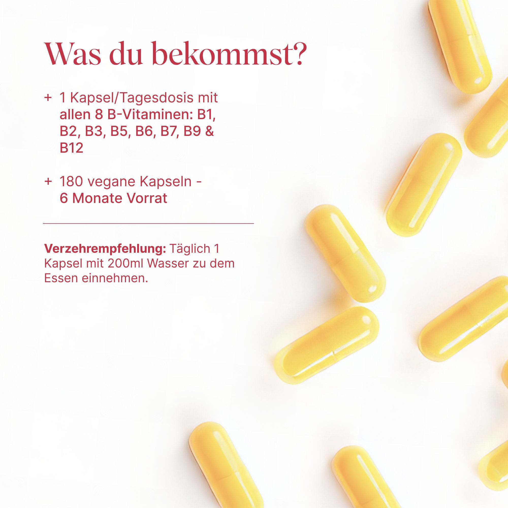 Vetain Vitamin B Komplex: 180 vegane Kapseln, 6 Monate Vorrat, mit allen 8 B-Vitaminen.