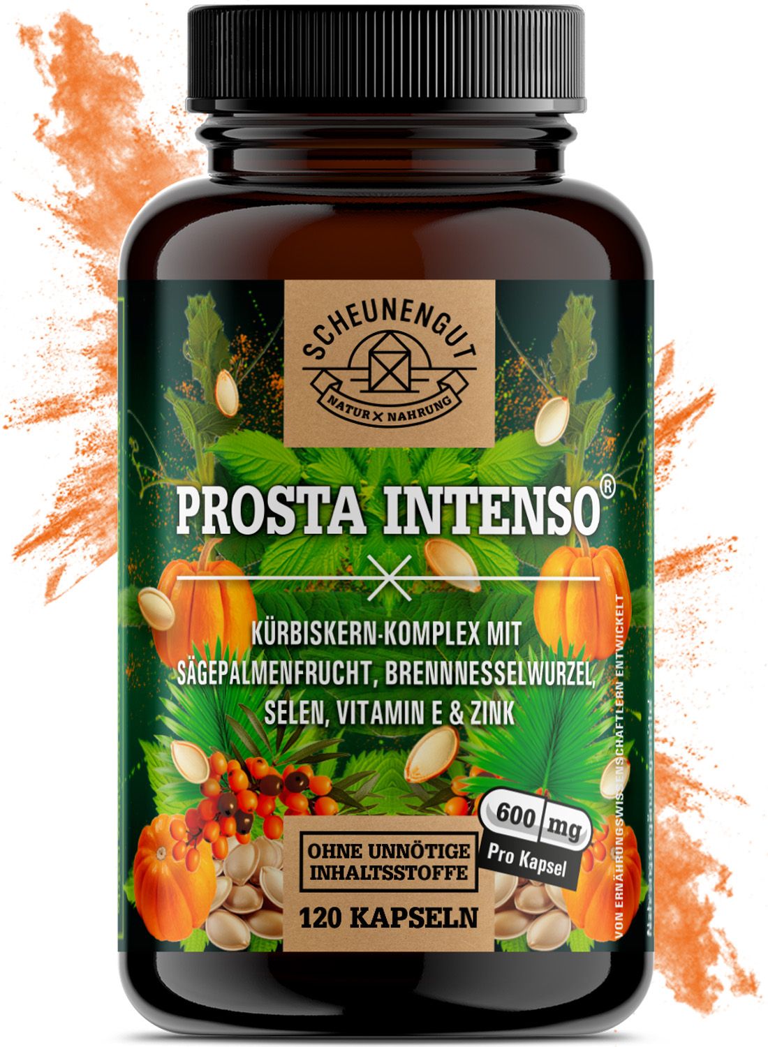 Scheunengut® PROSTA INTENSO | Prostata Kapseln mit Kürbiskern, Sägepalme, Selen uvm.