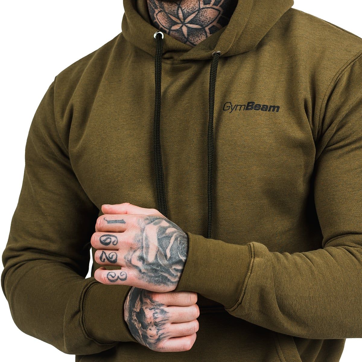 GymBeam Hoodie Herren Regular Langarm mit Kapuze Military Green Black