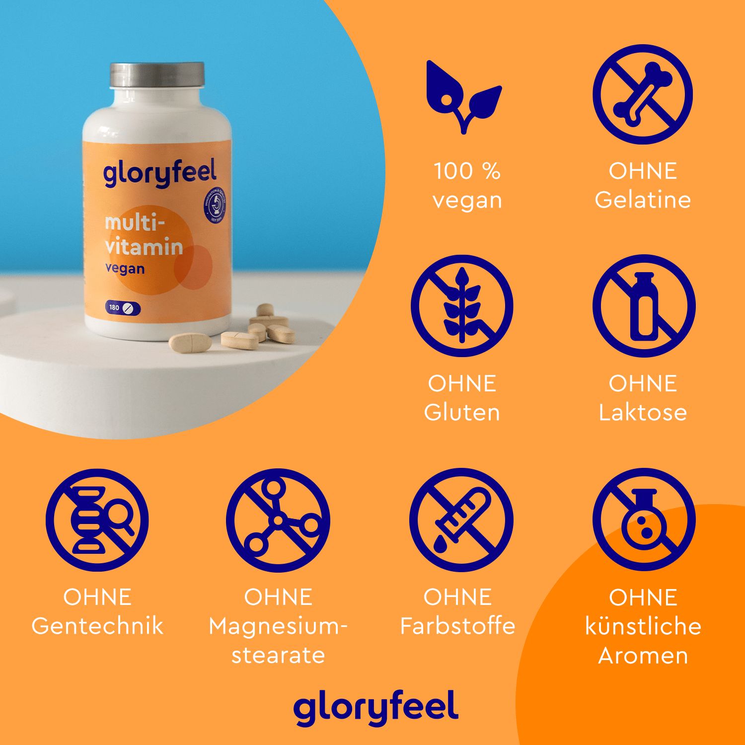 gloryfeel® Multivitamin Vegan - A bis Zink Kapseln
