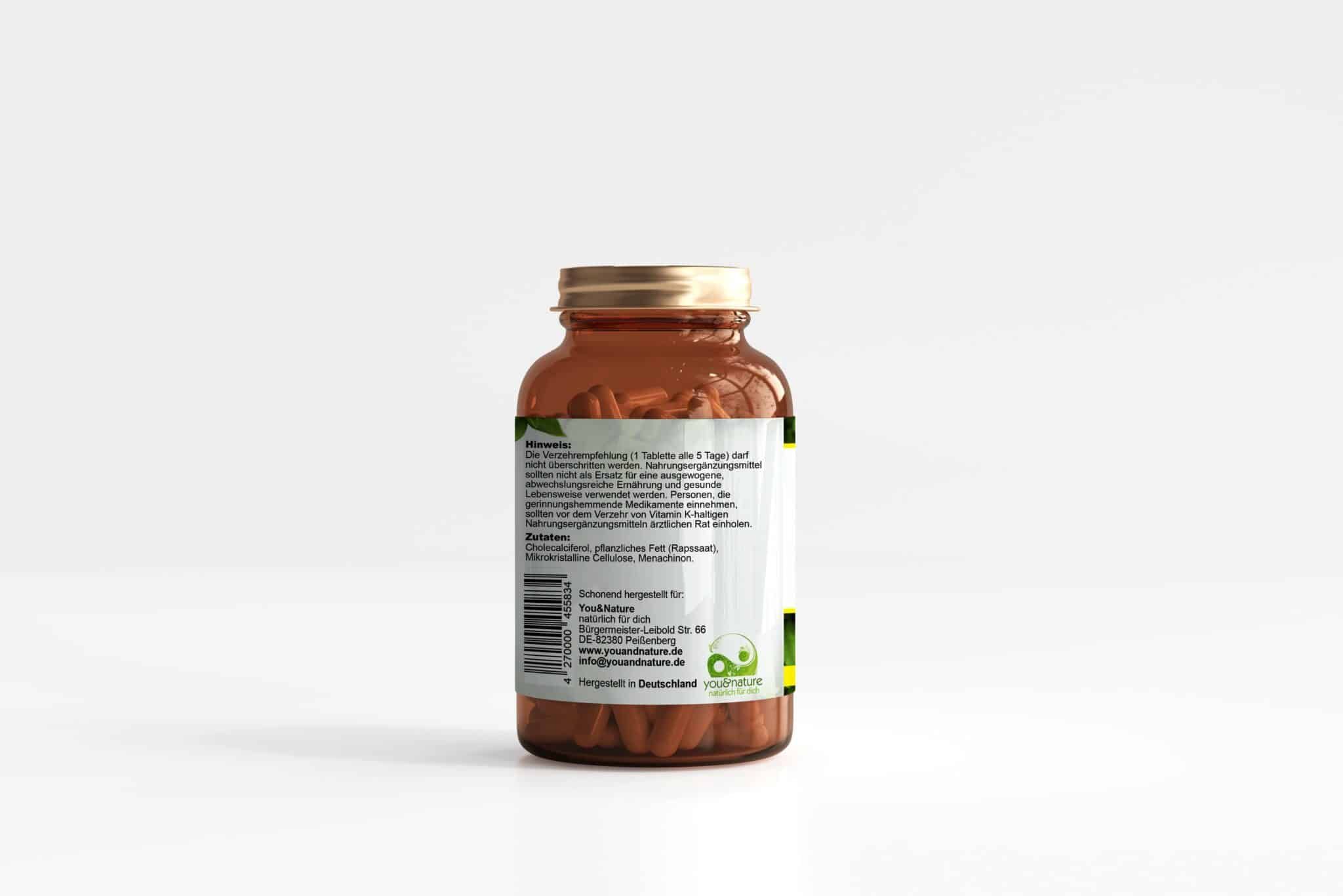 You&Nature Vitamin D3 + K2 MK7 5.000 I.E. + 200 µg 180 Tabletten