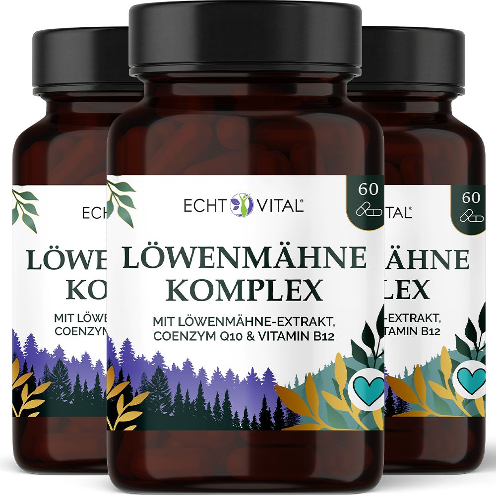 Echt Vital Löwenmähne Komplex mit Löwenmähne Extrakt, Q10 und B12