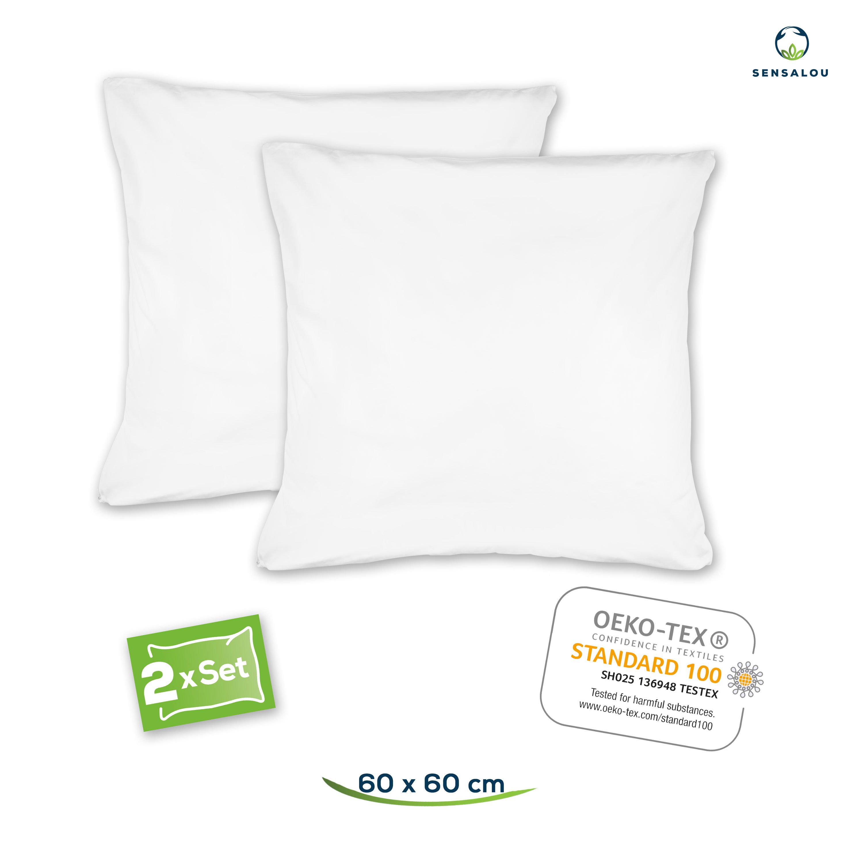 Sensalou Kissenbezug 2er Set Doppelpack wasserdicht - Kopfkissen Bezüge 60x60  cm 2 St - SHOP APOTHEKE