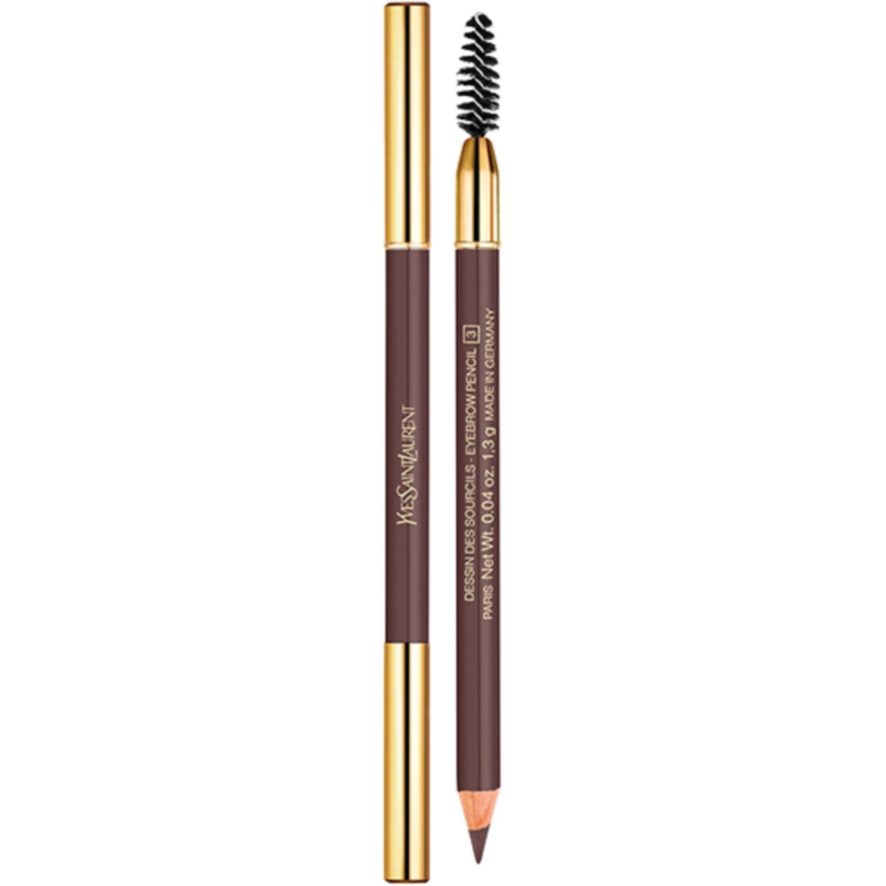Augenbrauenstift mit goldfarbenen Details. Aufschrift: Yves Saint Laurent, Dessin des Sourcils. Mit Bürste.