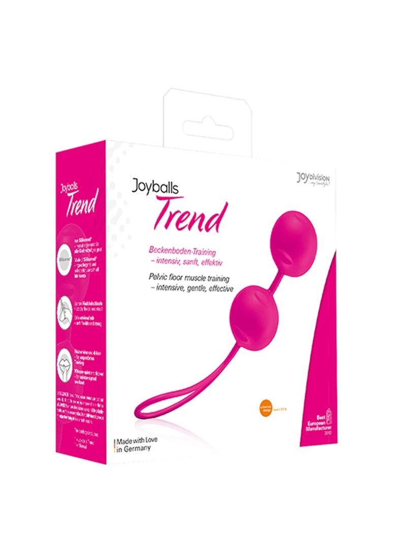 Verpackung der Joyballs® Trend pink mit Produktabbildung und Hinweisen.