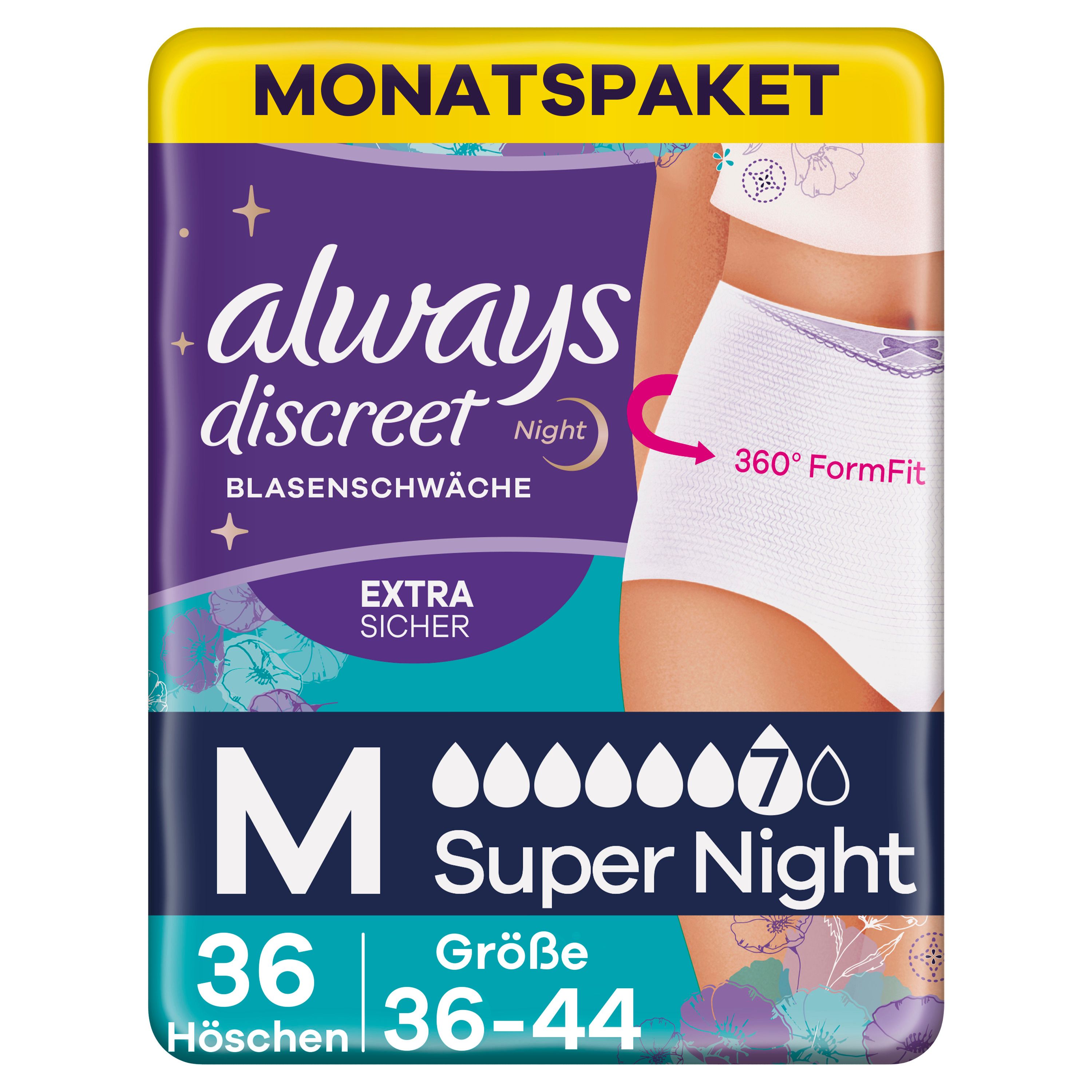 always - Inkontinen-Höschen "Discreet Super Night" Gr.M 36 St - Shop ...