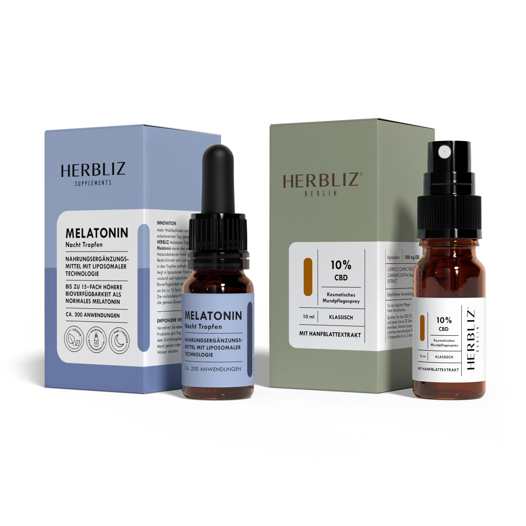HERBLIZ Relax & Sleep Bundle - Melatonin Drops & 10% CBD Öl