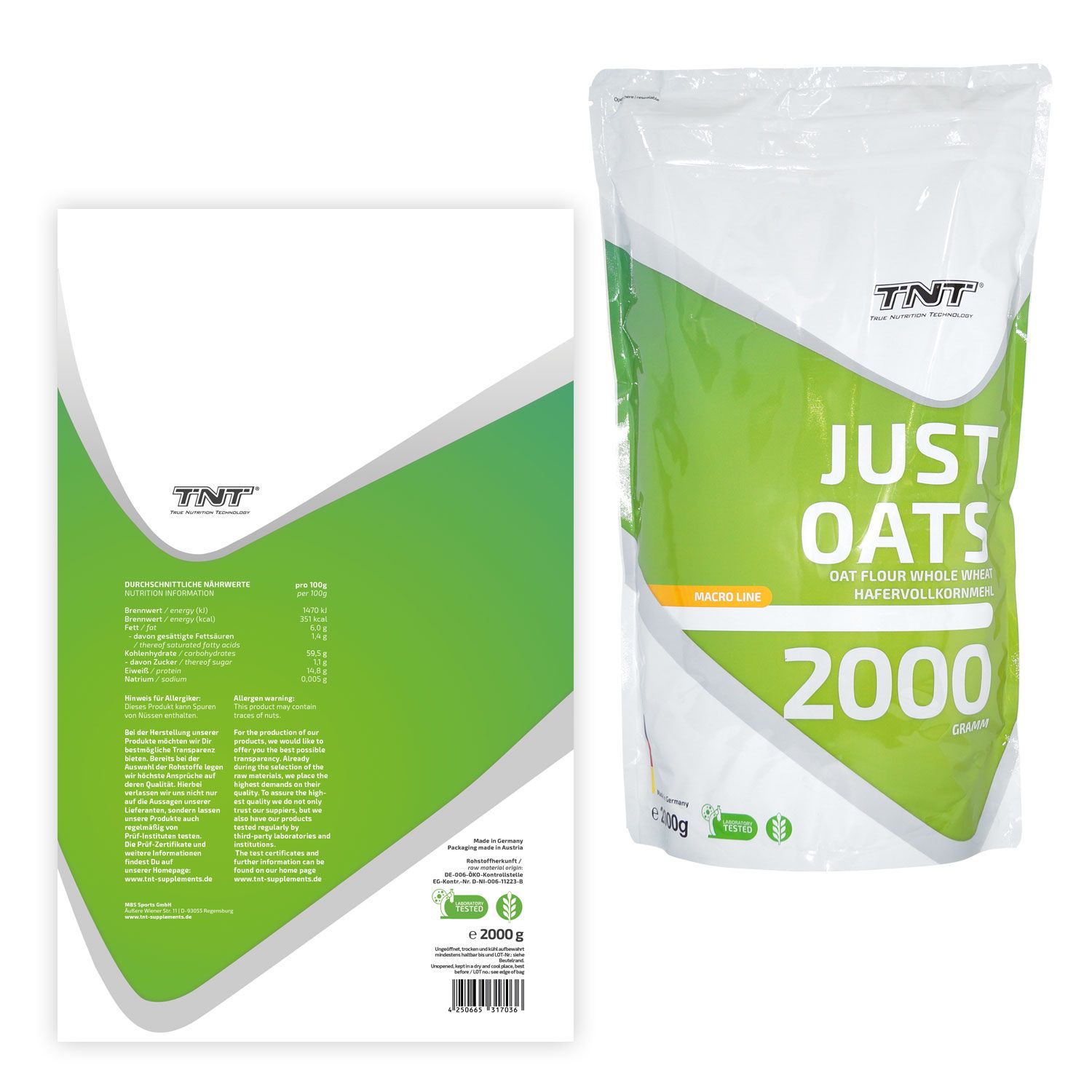 Just Oats - Hafervollkornmehl - Naturprodukt aus reinen Haferflocken - reich an Mikronährstoffen