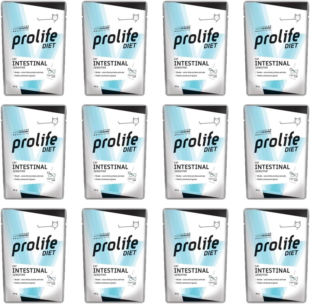 Prolife Diet Cat Sensitive Intestinal 85 gr Maiale - confezione da 12 pezzi - Dieta veterinaria per gatti - 1° ORDINE? scegli tra BZR5 - BZR20 + 200 pt fedeltà - Immagine 4