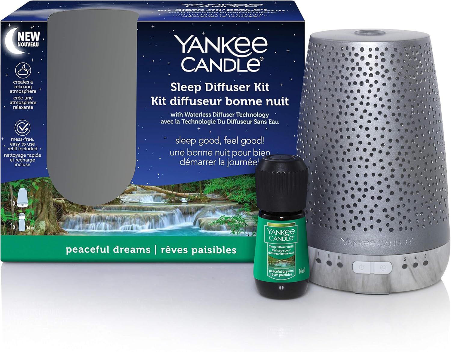 Yankee Candle Sleep Diffuser Kit Base Effetto Argento & Peaceful Dreams