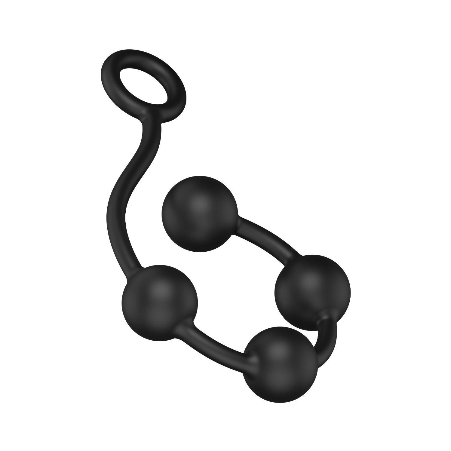 Schwarze Analperlen mit 4 Kugeln und Ring.