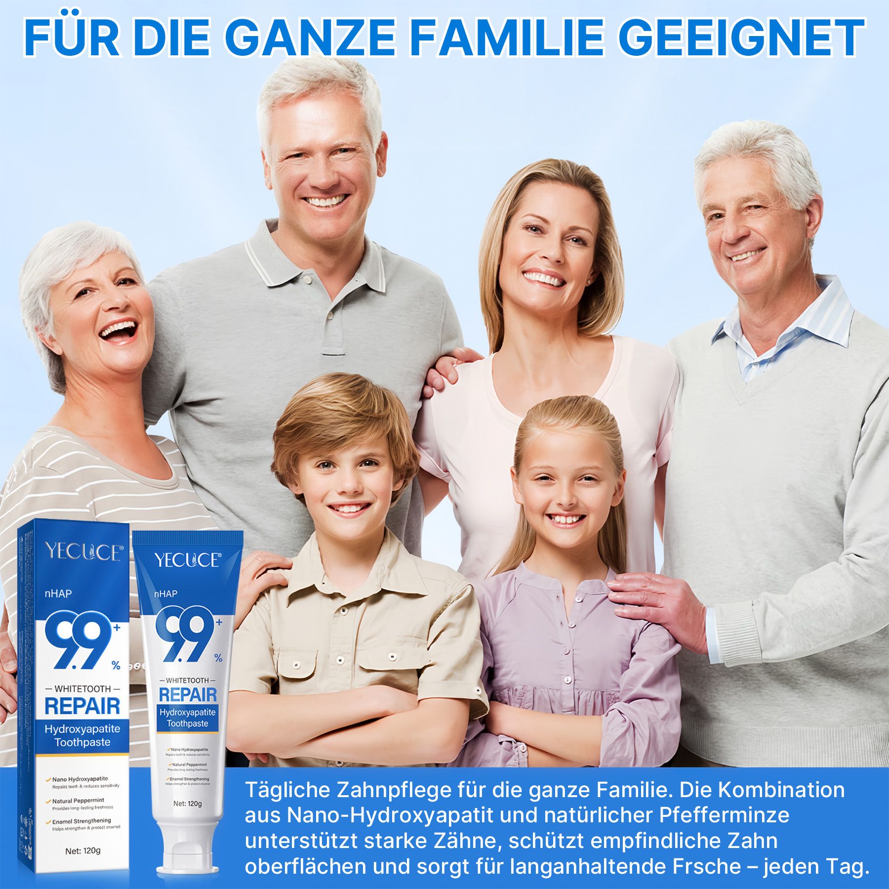 ALIVER Zahnpasta Hydroxylapatit 9.9+% Aufhellende Zahncreme für die Mundpflege