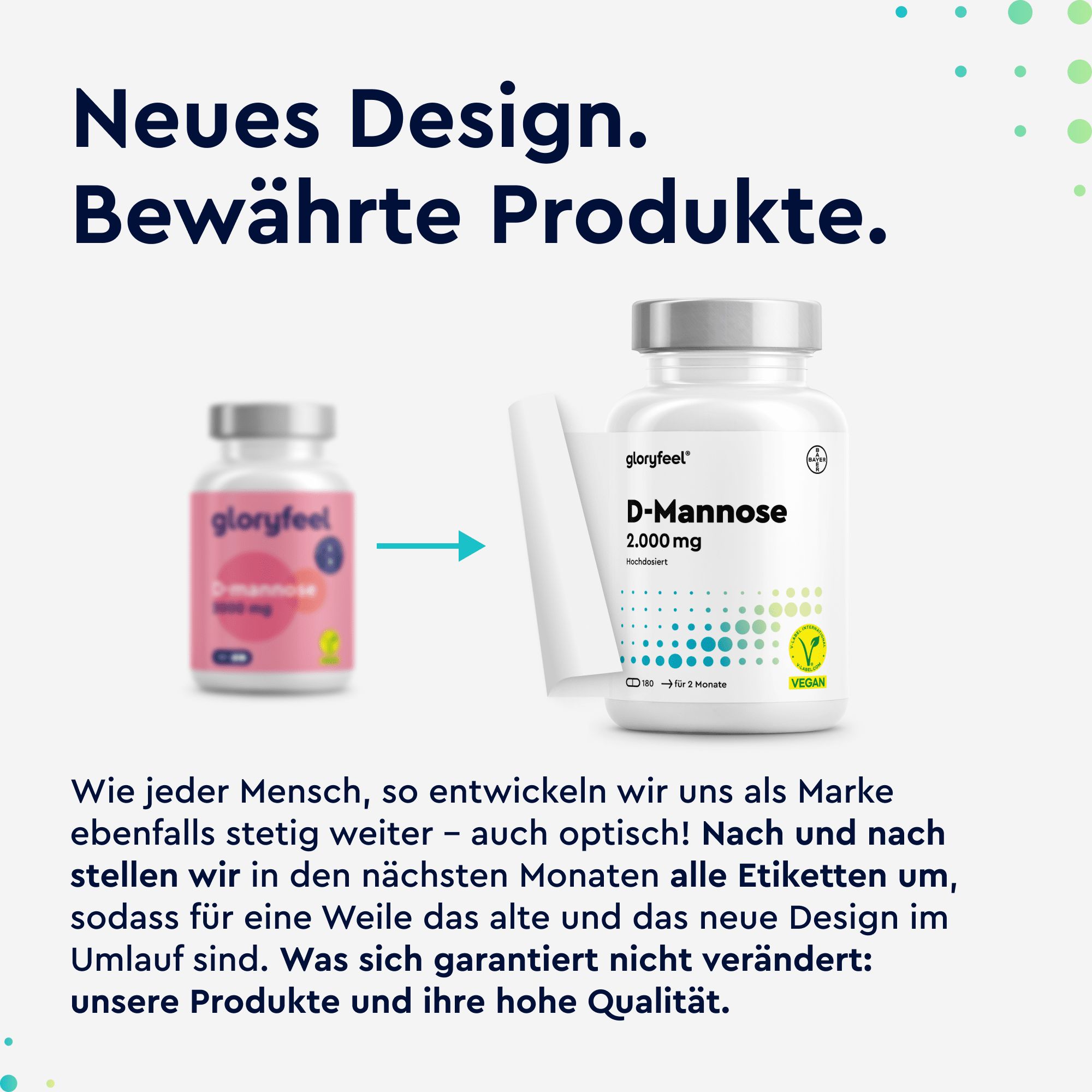 gloryfeel D-Mannose hochdosiert 2000mg - reine D Mannose pro Tagesportion - 180 Kapseln