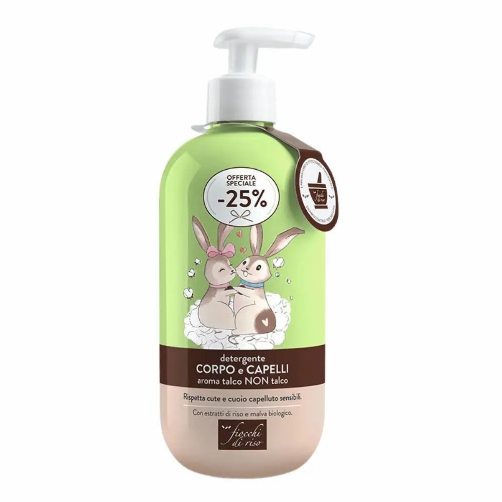 Fiocchi di Riso Detergente Corpo e Capelli Talco Non Talco 400 ml