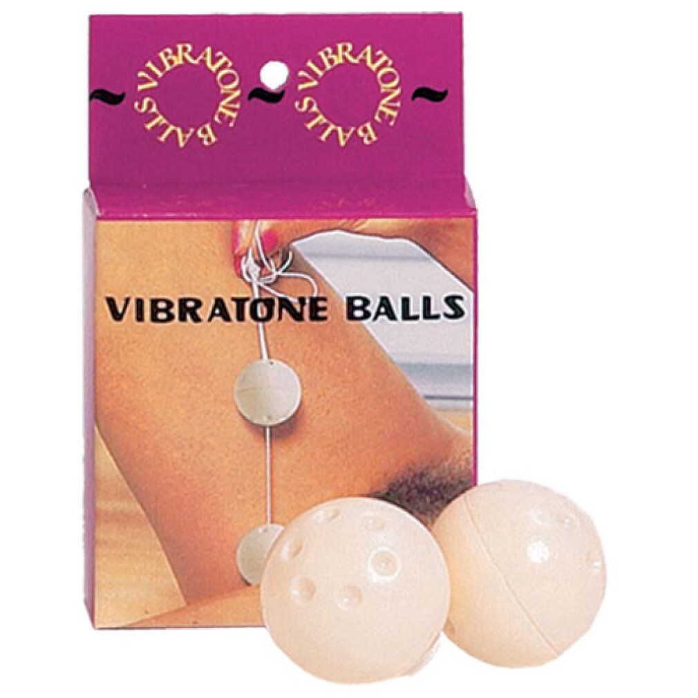Produktverpackung "Vibratone Balls". Rosa Schachtel mit Produkt und Abbildung.