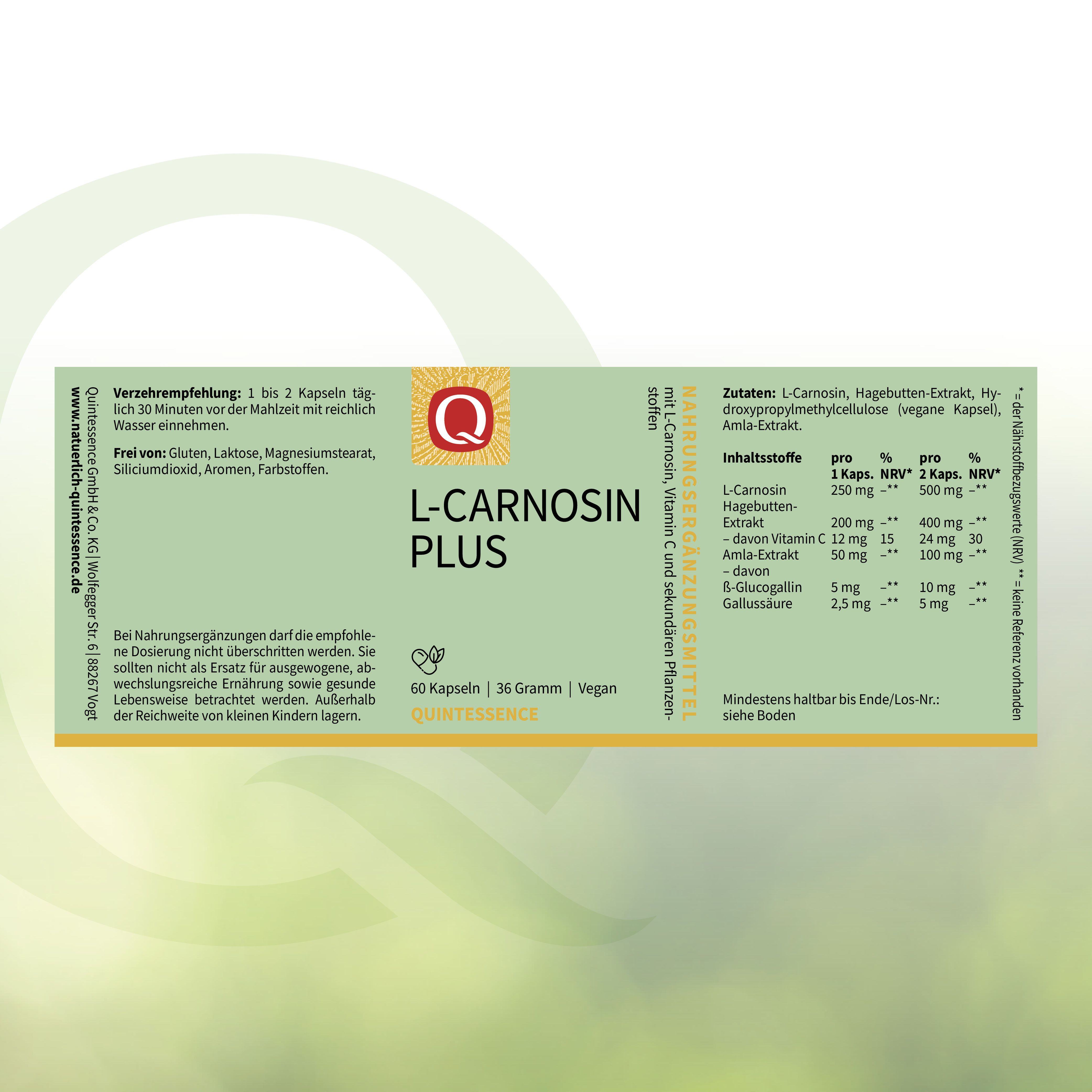 L-Carnosin Plus Kapseln von Quintessence