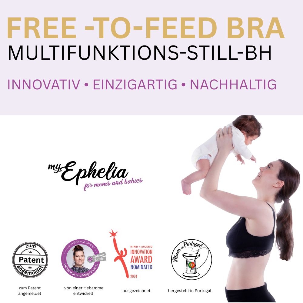 Schwarzer Still-BH mit Spitze. Logo myEphelia. Ausgezeichnet mit Innovation Award 2024. Hergestellt in Portugal.