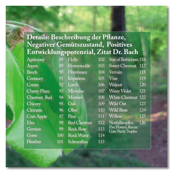 Seite mit Pflanzenbeschreibungen. Titel: Details. Auflistung von Pflanzen und deren Eigenschaften.