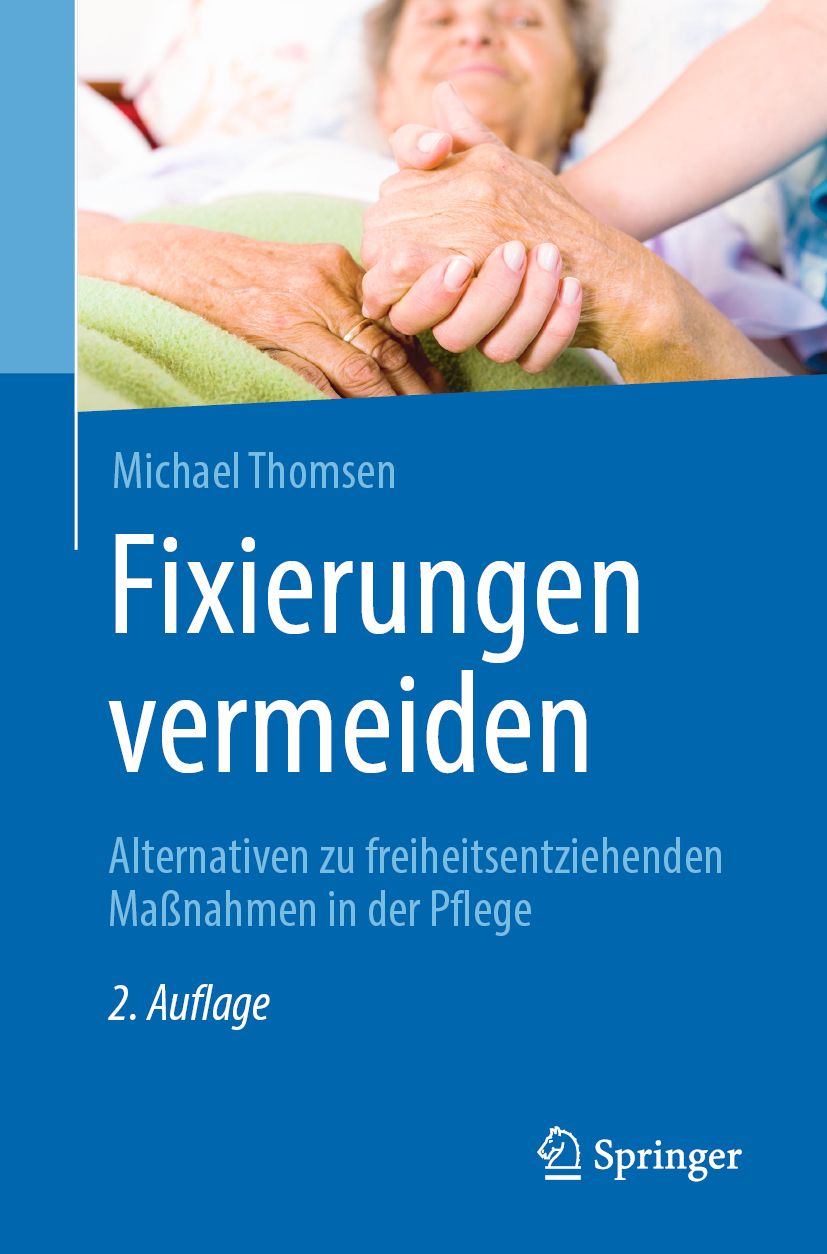 Buchcover: "Fixierungen vermeiden" von Michael Thomsen. Titel in Weiß auf blauem Grund. Springer-Logo unten rechts.