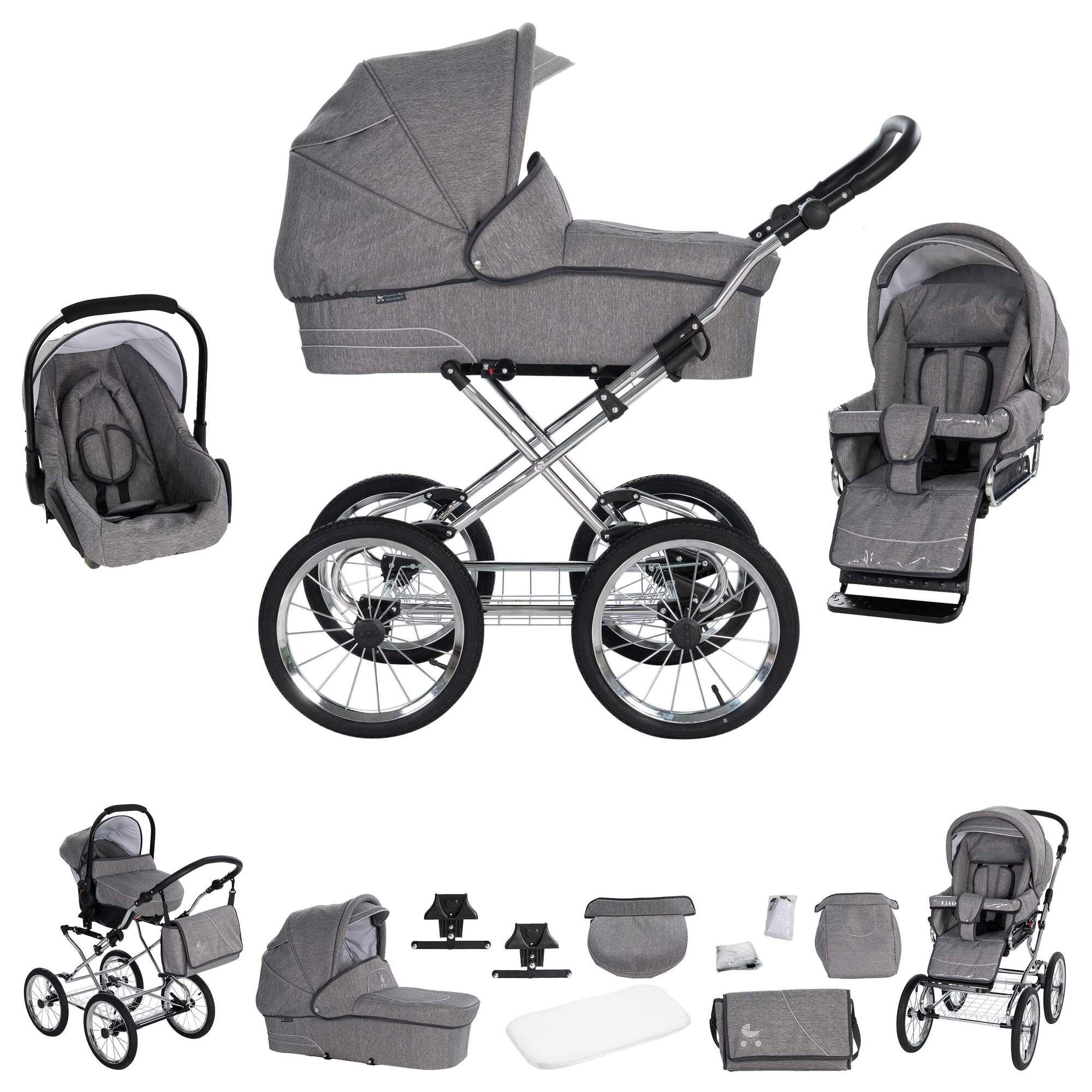 Friedrich Hugo München 3 in 1 Kinderwagen, Anthrazit Chrom Schwarz