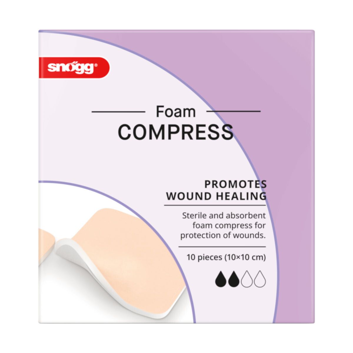 Snögg Foam Compress, 10x10 cm. Sterile, absorbierende Schaumkompressen zur Wundversorgung.