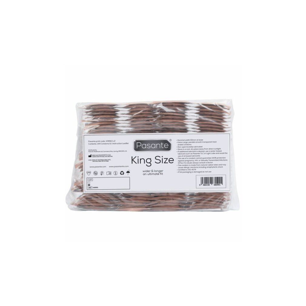 Packung mit Kondomen. Aufdruck "Pasante King Size".