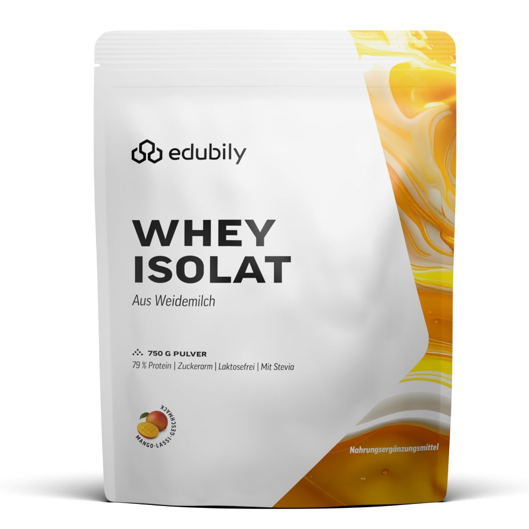 edubily® Whey Protein Isolat aus irischer Weidehaltung Mango-Lassi 750 g Pulver