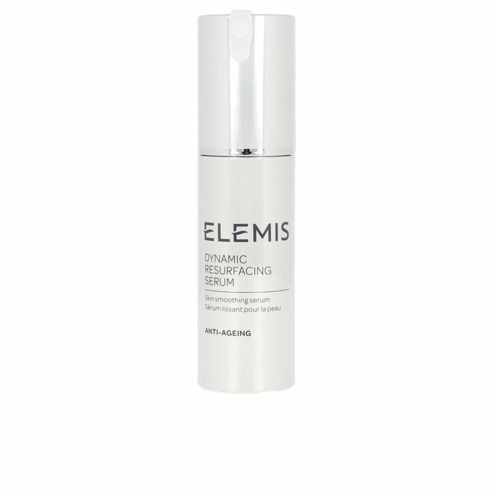 Zylindrische Flasche mit silbernem Deckel. Aufschrift: Elemis Dynamic Resurfacing Serum. Anti-Aging.