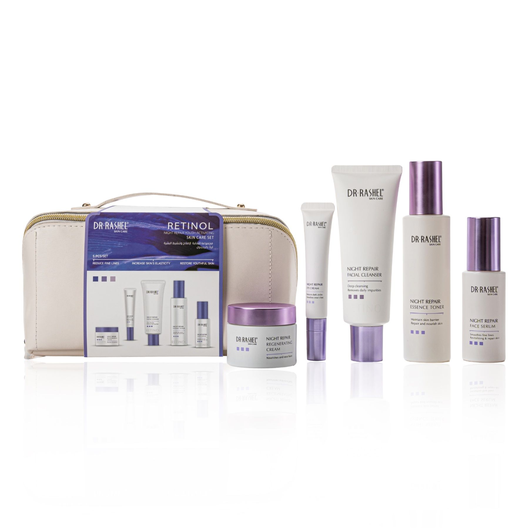 DR RASHEL Gesichtspflege-Set Retinol Anti-Aging Augenserum Cream Cleanser Toner