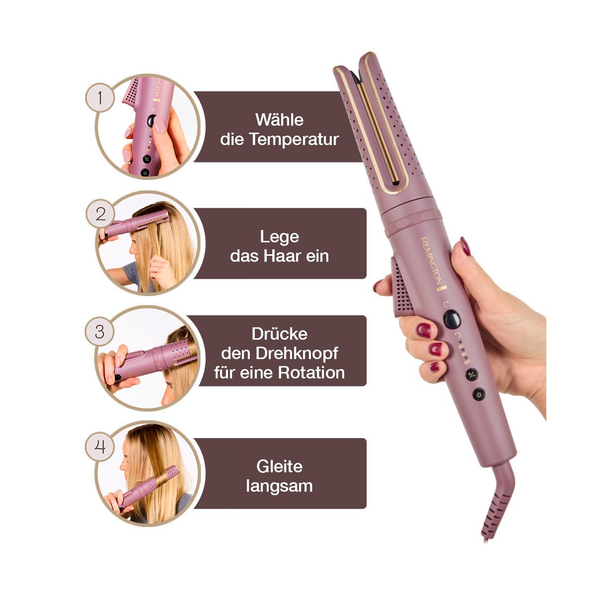 REMINGTON Lockenstab rotierend Rotating Curler AIRvive CI8930 Anti-Frizz Ionen