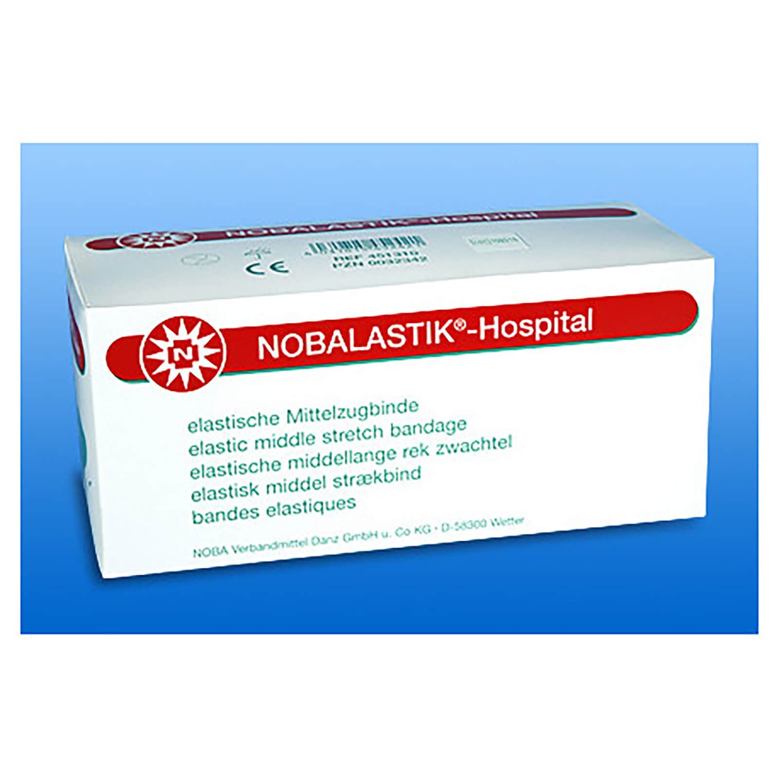 Weiße Verpackung mit rotem Streifen und Text. Aufschrift: NOBALASTIK®-Hospital. Medizinprodukt mit CE-Kennzeichnung.