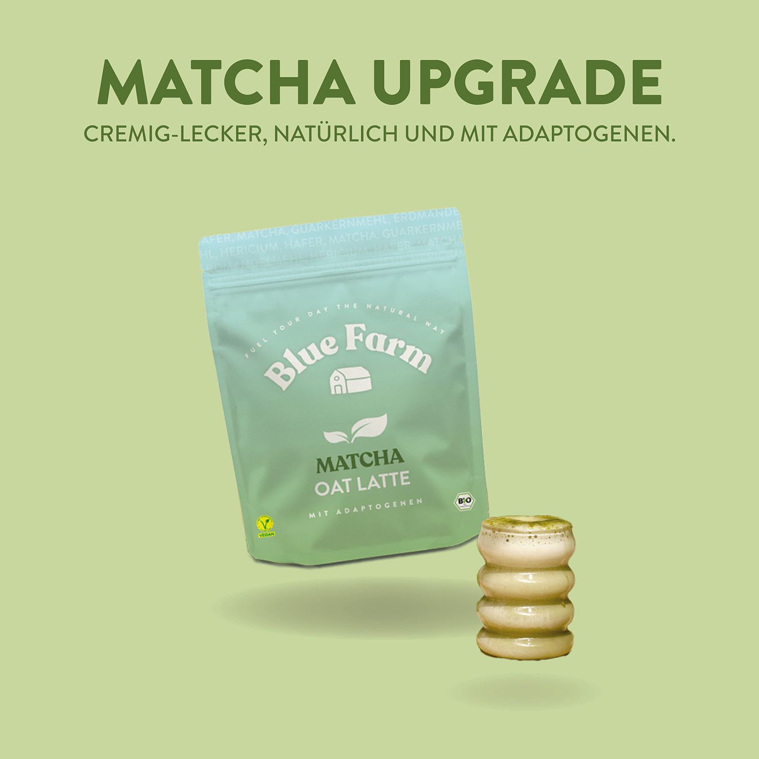 Blue Farm Matcha Oat Latte mit Vitalpilz Lion's Mane (bio) 300 g Pulver