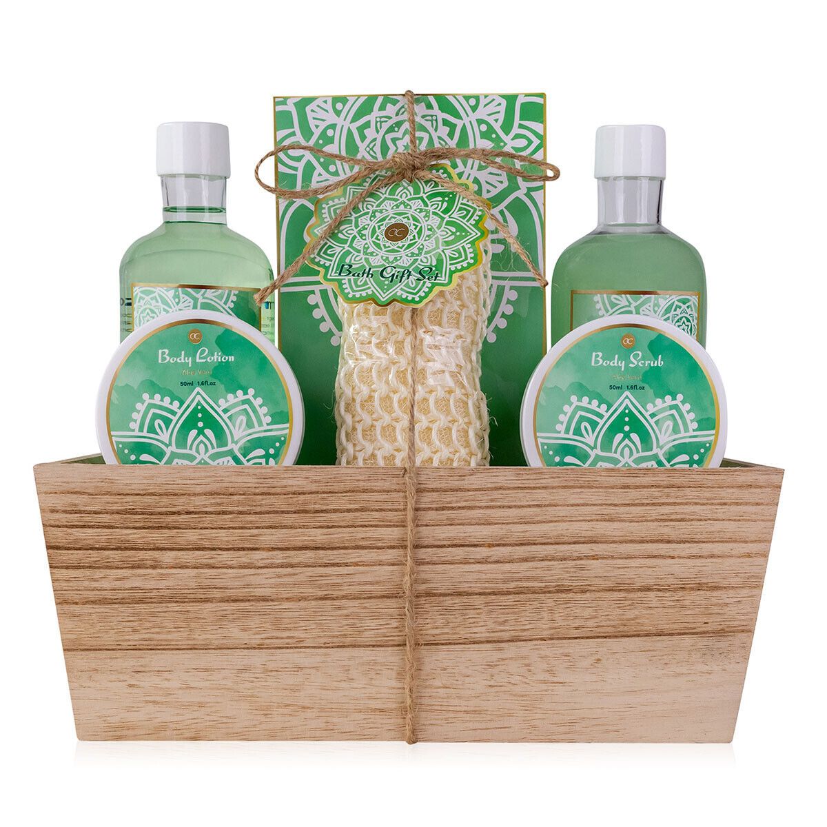 Geschenkset Badeset Pflegeset Wellness Aloe Vera 6-teiliges Pflegeset in Holzbox