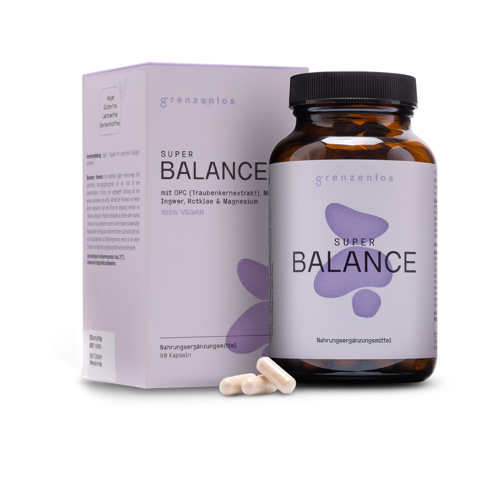 grenzenlos® Super Balance 19-in-1 PMS/Wechseljahre Komplex | Msm, OPC & Rotklee Ohne Mönchspfeffer 90 St Kapseln