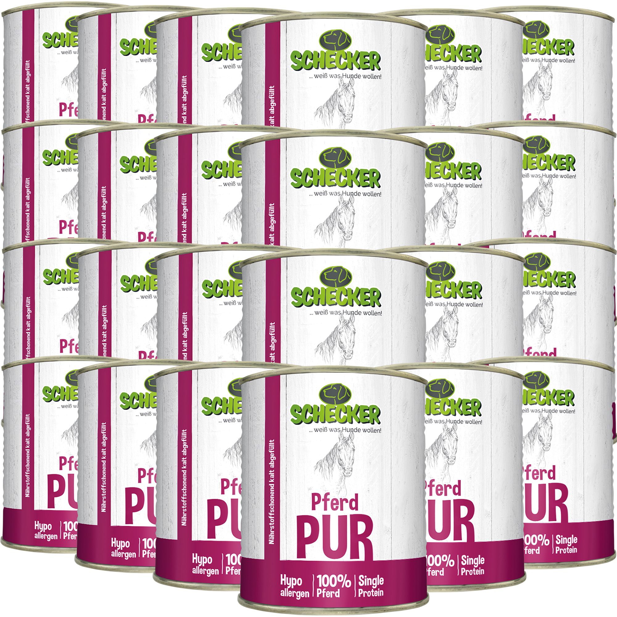 Schecker - Pferd Pur-Nassfutter - getreidefrei - hypoallergen