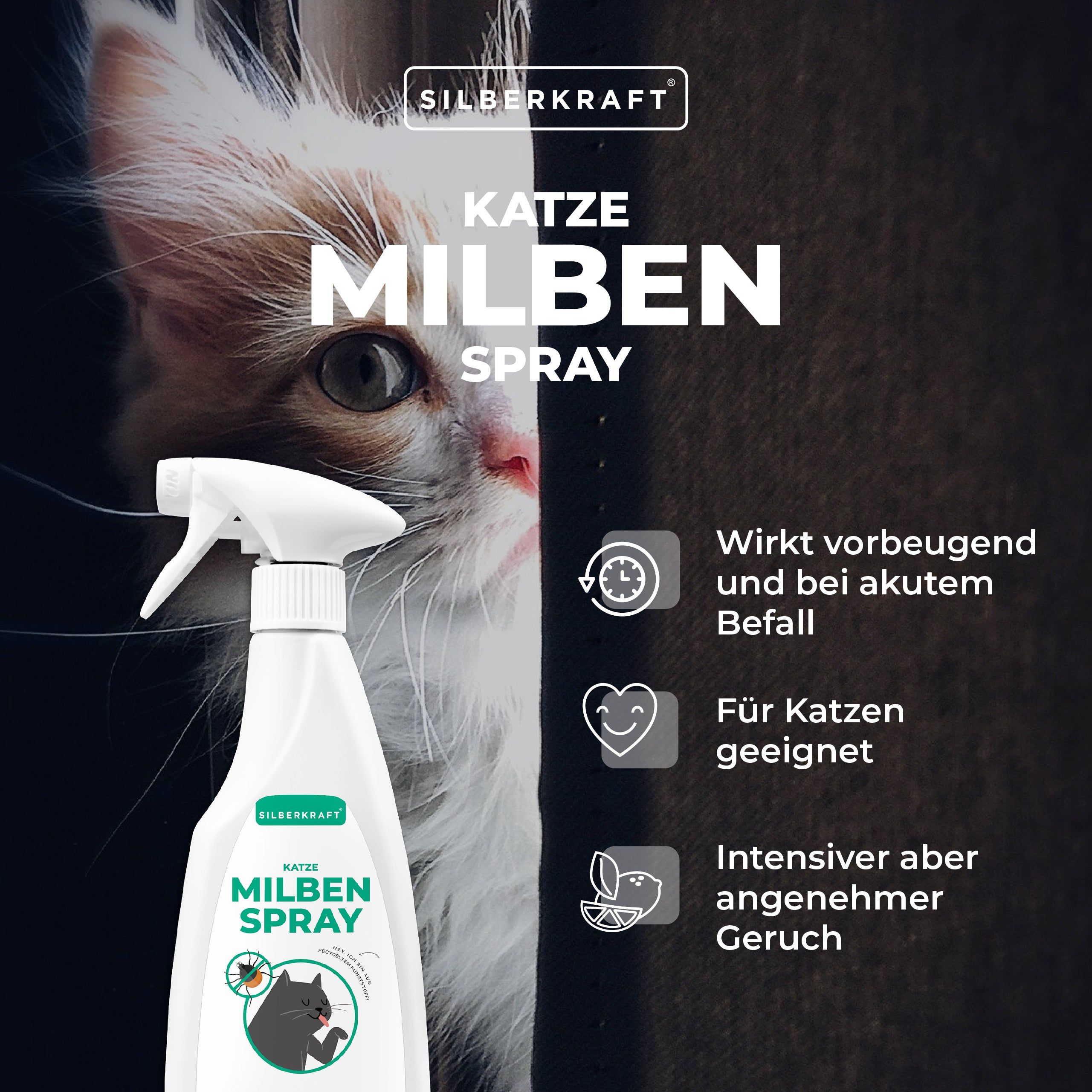 Silberkraft Milbenspray Katzen 2x500 ml Spray