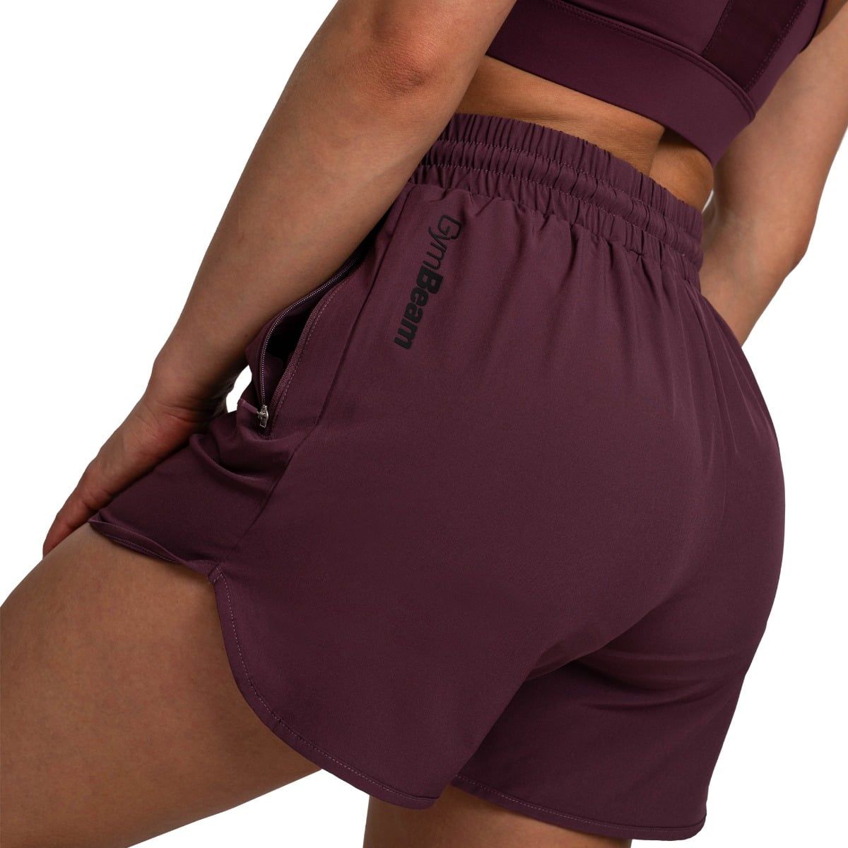 GymBeam Shorts Damen regular mit Kordelzug und Taschen in Eggplant