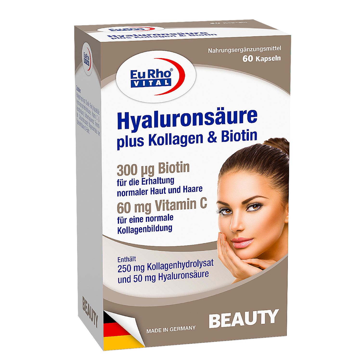 EuRho® Vital Hyaluronsäure plus Kollagen & Biotin 60 St Hartkapseln