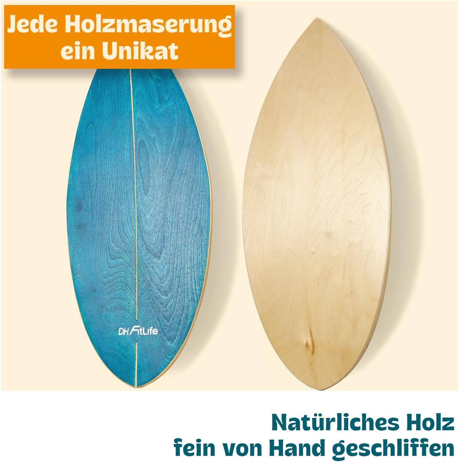 DH FitLife Surfin Balance Board aus Echtholz
