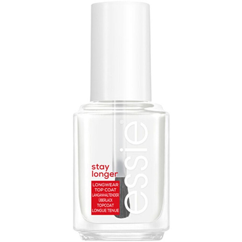 Essie Stay Longer Longwear Top Coat Flasche mit Applikator.