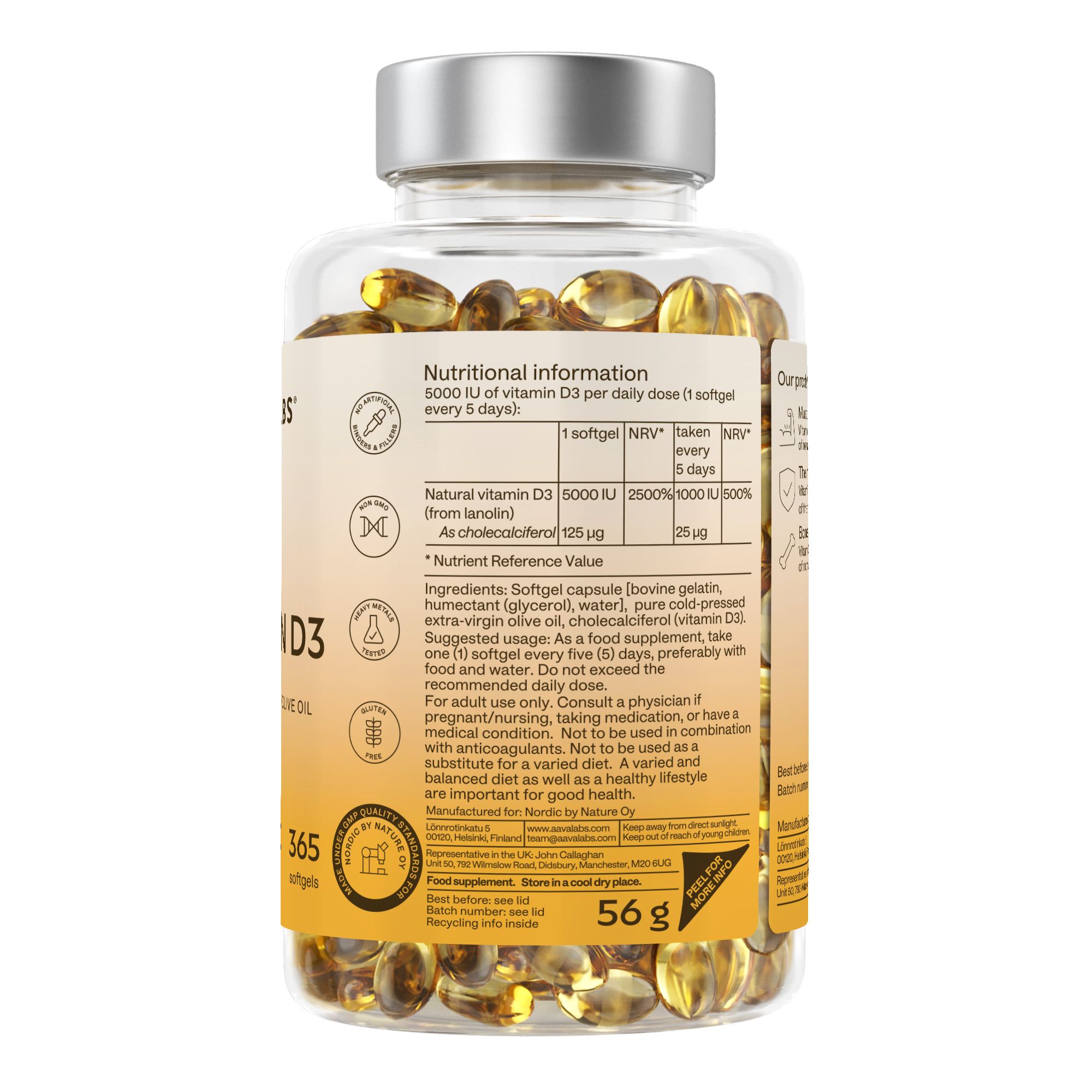 Aavalabs 5000 IE Vitamin D3 Vitamin D | Vit d3 für Muskel-, Knochen- & Zahnerhalt | Langzeitvorrat