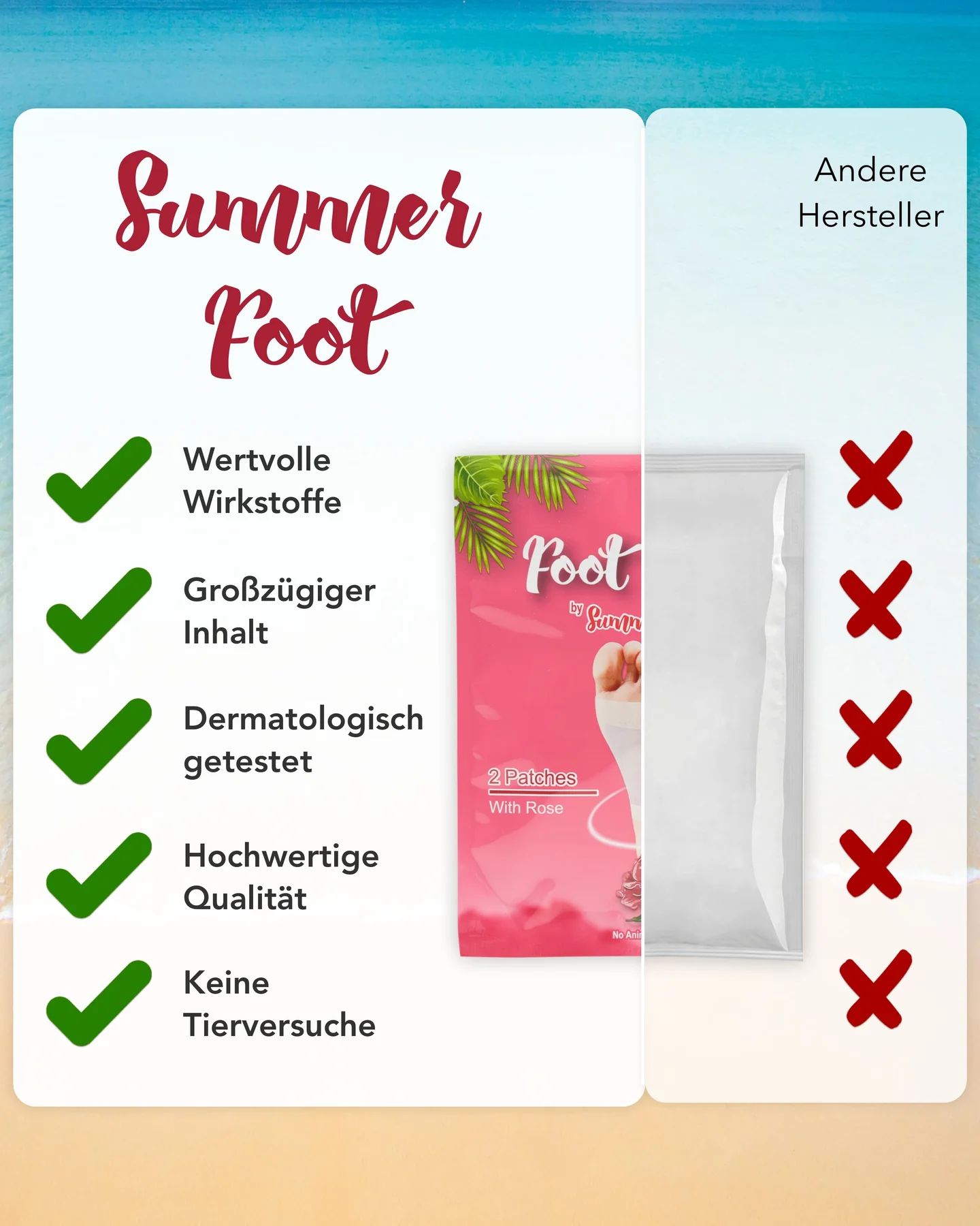 Summer Foot - Fußpads mit Rosenöl (für 10 Anwendungen)