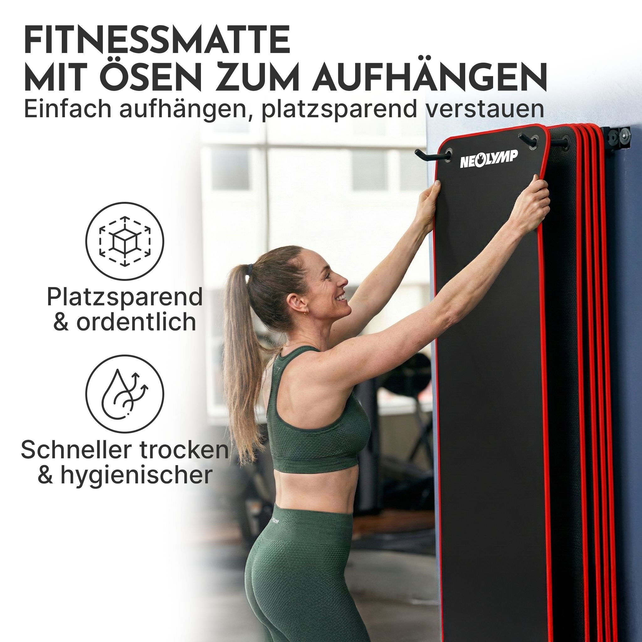 NEOLYMP Fitnessmatte mit Ösen
