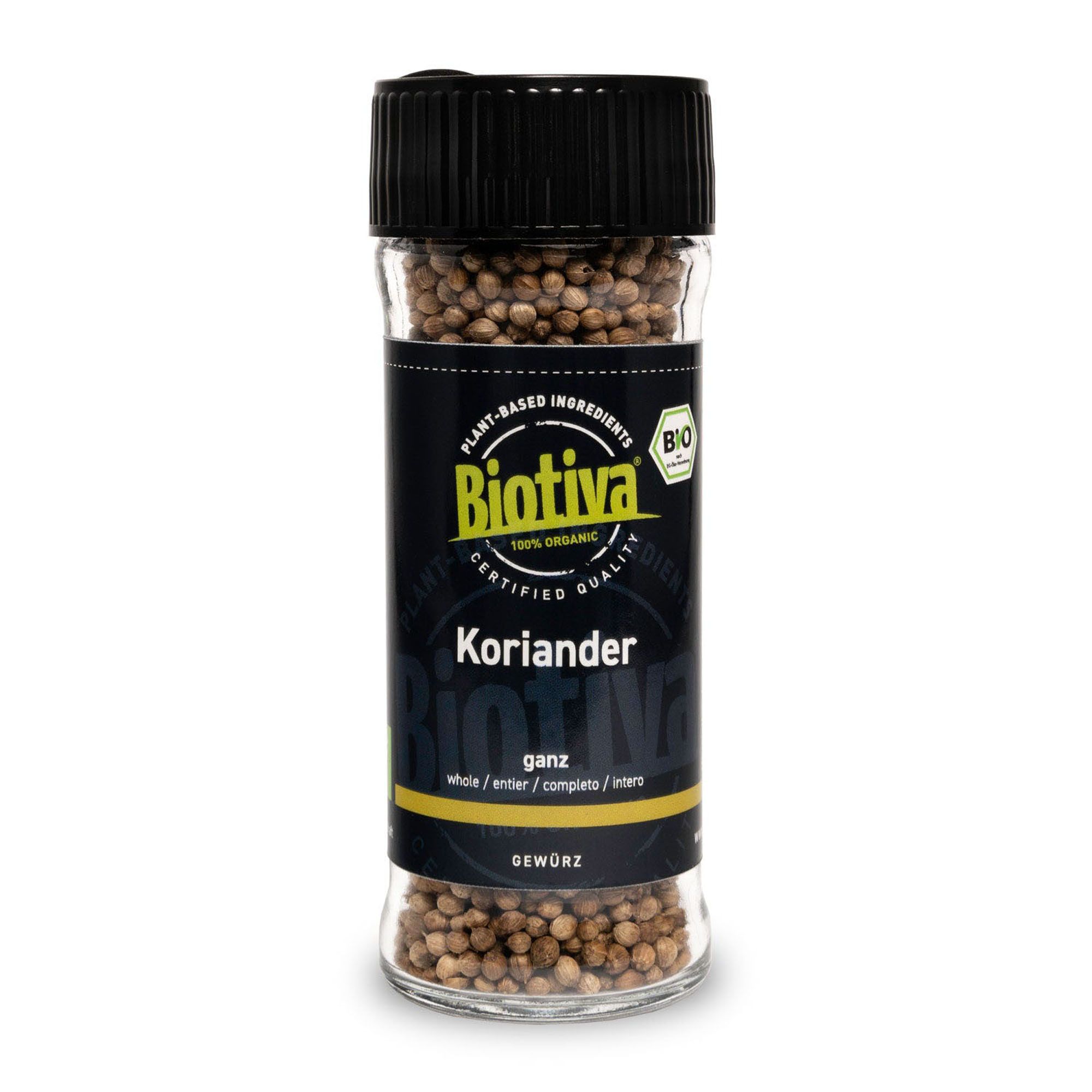 Biotiva Koriander ganz im Glasstreuer Bio 30 g